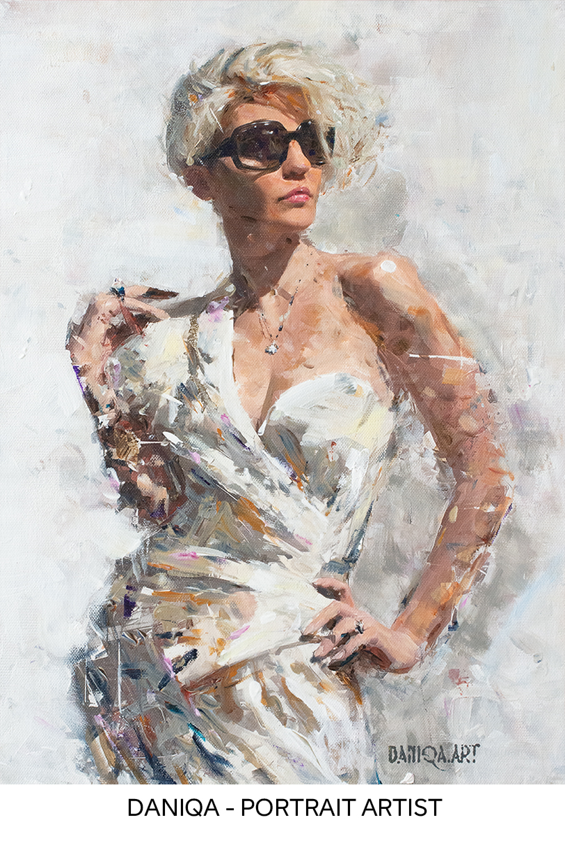 Self-portrait of Daniqa, the artist behind deeply personal, hand-painted portraits