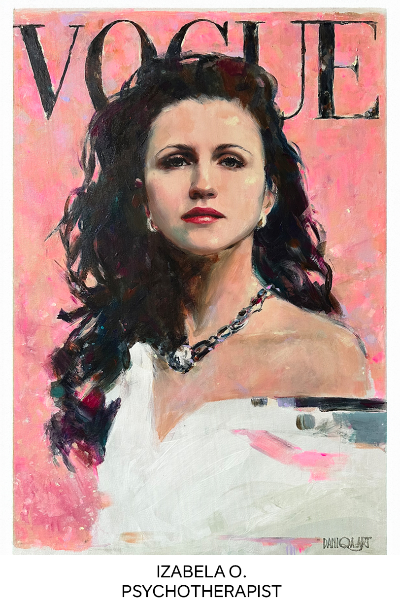 Portrait of Izabela O created by Daniqa as a thoughtful, hand-painted gift for someone special