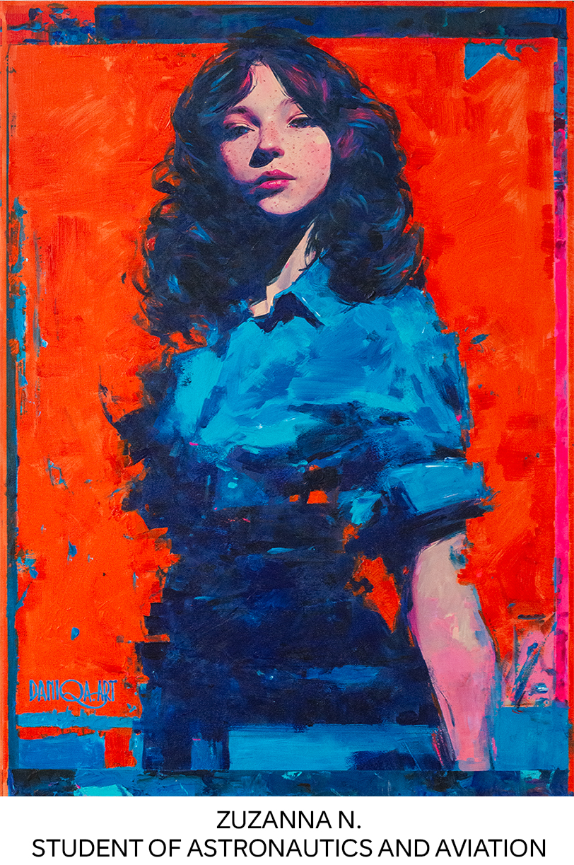 Portrait of Zuzanna N painted by Daniqa, capturing the spirit of a young aerospace student